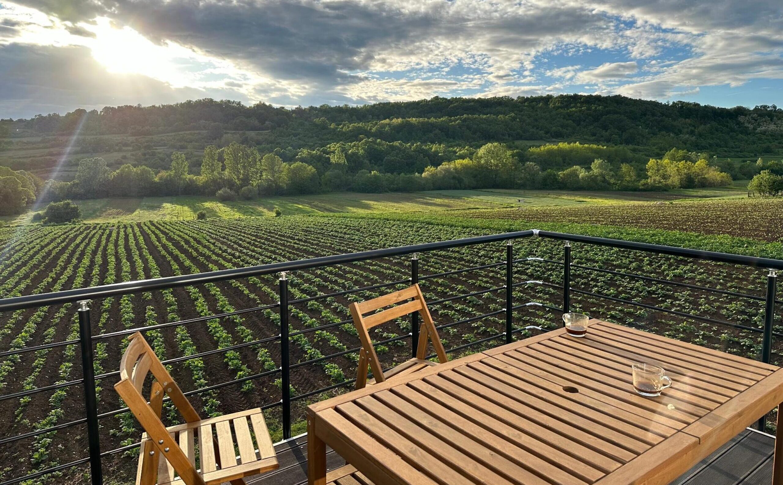 Balkon Agro Lux apartmana sa pogledom na prirodne predele i polja, između Sokobanje i Vrmdže.